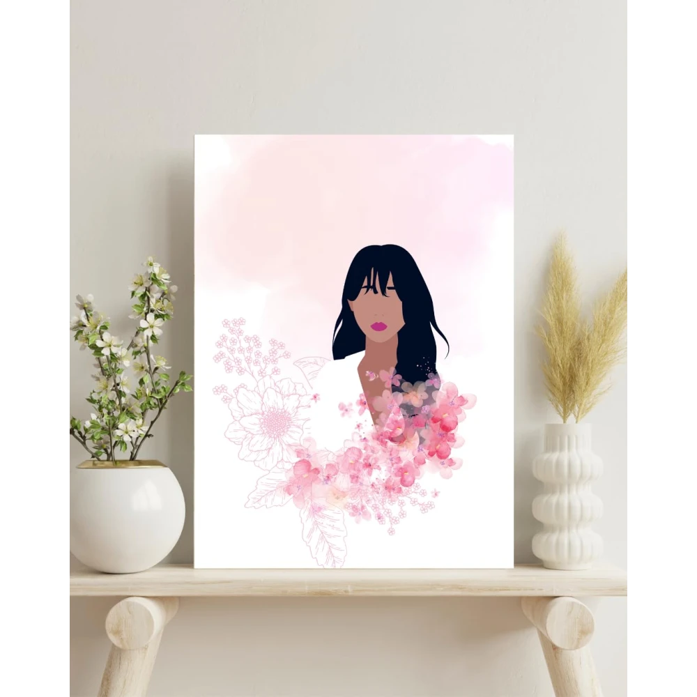 FURNISHUB DECORATION Pink Girls Room Aesthetic Canvas Wall art home, office and Cafe, Office and Cafe Decoration- Canvas Painting Office Home Wall Decor Framed Gift