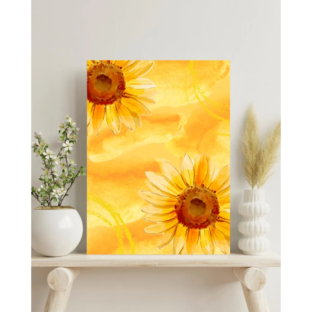 FURNISHUB DECOR Beautiful Sunflower Canvas - Yellow Aesthetic Canvas Painting For Living Room, Wall art home, office and Cafe Decoration, Gift