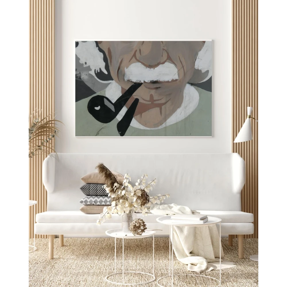 FURNISHUB DECOR Smoking Einstein Canvas - Funny Creative Physics Science Kids/Living Room Canvas Wall art home, Canvas Painting Office Café Home Wall Decor Framed Gift