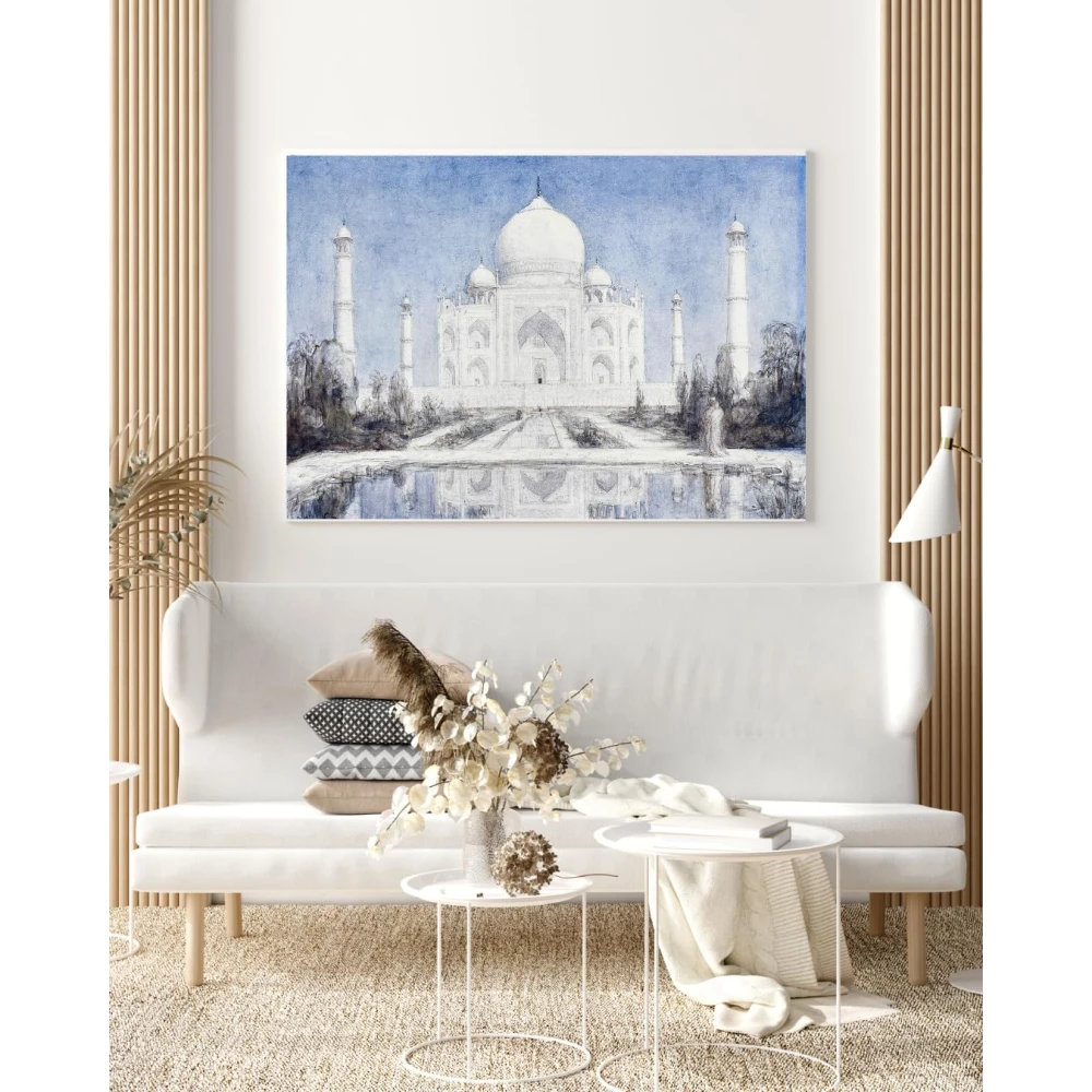 FURNISHUB DECOR Beautiful Taj Mahal Painting Canvas - Indian ArtWork Canvas for home, Perfect Gifting, office and Cafe Decoration, Café, Home, Wall Decor, Framed Gift