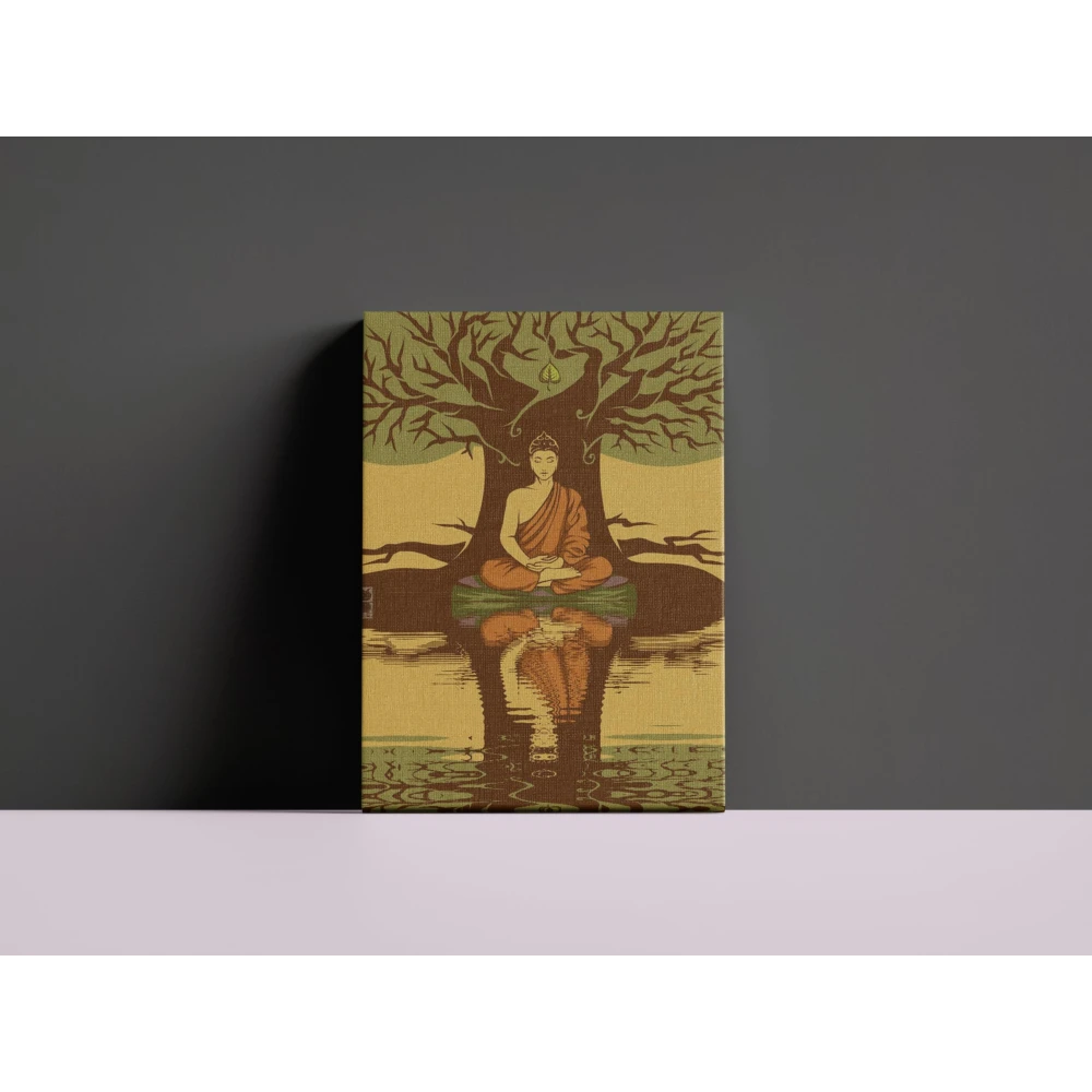 FURNISHUB Sacred Meditating Buddha | Spiritual Calm on Canvas | Religious art print | God Wall Decor Painting | Canvas Wall Art Painting