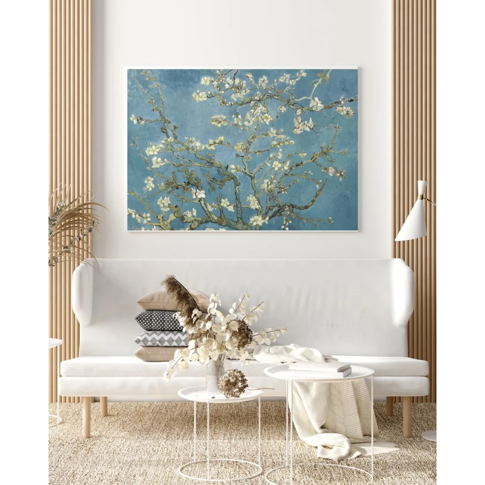 FURNISHUB DECOR Almond Blossoms By Vincent van Gogh Canvas - Famous ArtWork Living Room Canvas Wall art home, Canvas Painting Office Café Home Wall Decor Framed Gift