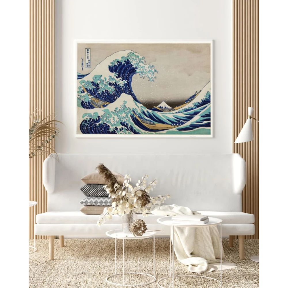 FURNISHUB DECOR The Great Wave off Kanagawa By Hokusai Canvas - Famous Japanese Artwork Living Room Canvas Wall art, Cafe Decoration - Canvas Painting Office Café Home Wall Decor Framed Gift