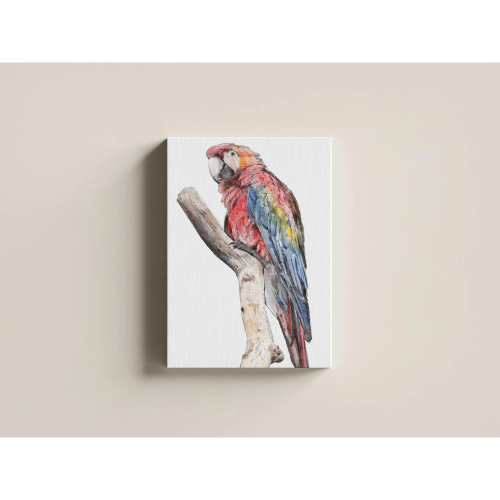 FURNISHUB Majestic Scarlet Macaw - Stunning Parrot Portrait Painting | Wall Art Painting | Home Decor Articles | Wall Painting for Living Room, Bed Room | Wall Decor Art Piece