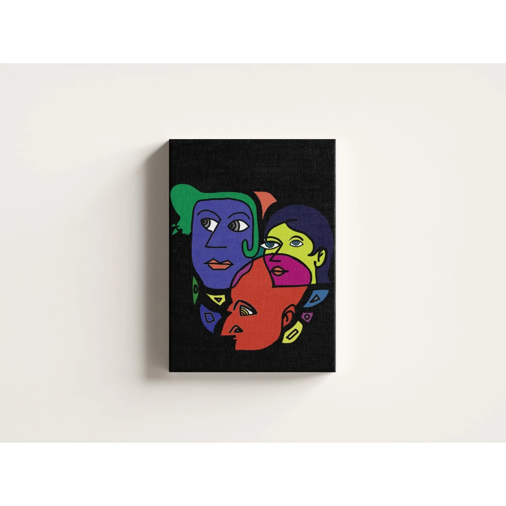 FURNISHUB Dynamic Faces in Abstract | Vibrant Modern Wall Art | Abstract Art Painting For Home Decor | Wall Decor Painting | Home Decor Articles | Ideal Gifts