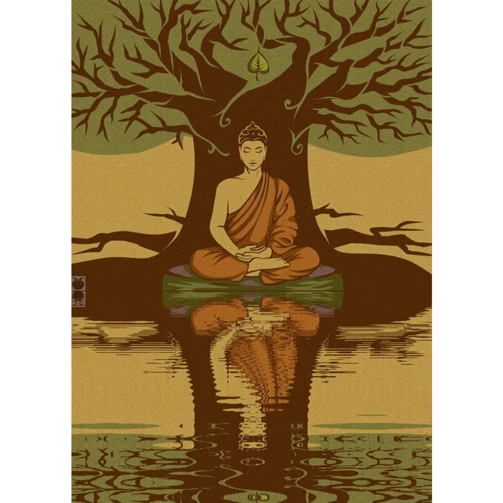 FURNISHUB Sacred Meditating Buddha | Spiritual Calm on Canvas | Religious art print | God Wall Decor Painting | Canvas Wall Art Painting