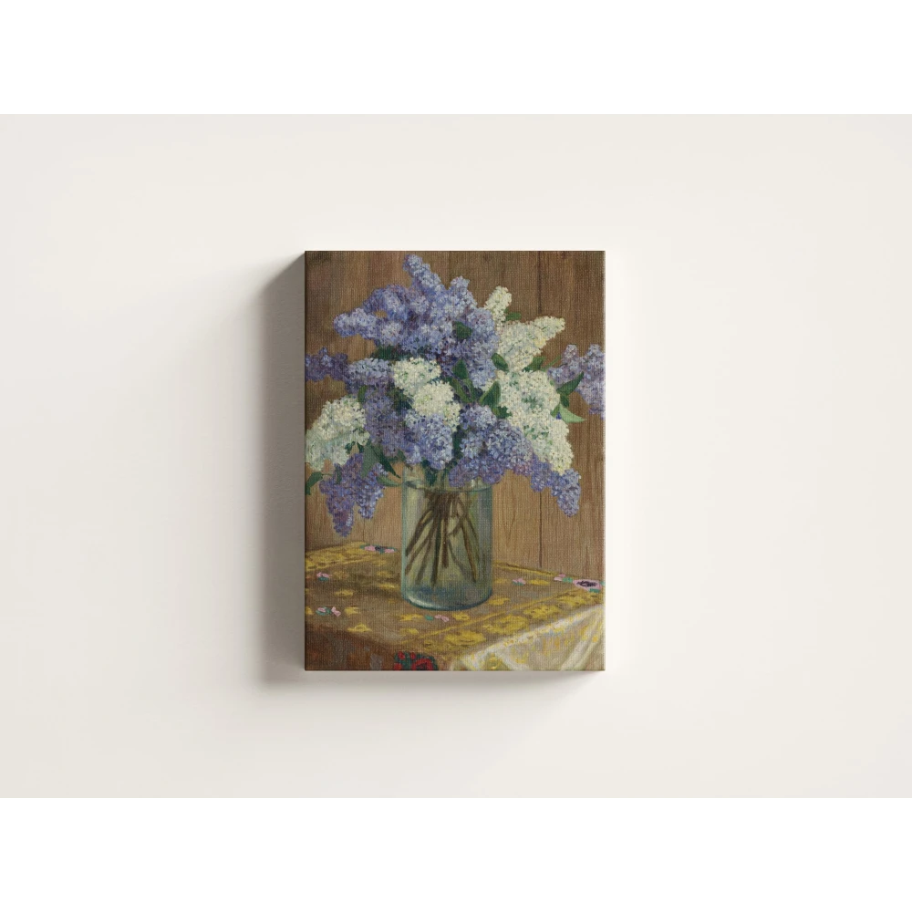 FURNISHUB Still Life With Lilacs by Nikolai Bogdanov-Belsky | Home Decor Wall Art | Ideal Decor Piece for Home | Wall Decor Art Piece | Gallery-Wrapped Canvas