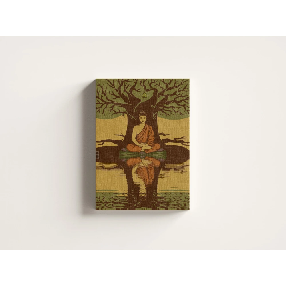 FURNISHUB Sacred Meditating Buddha | Spiritual Calm on Canvas | Religious art print | God Wall Decor Painting | Canvas Wall Art Painting