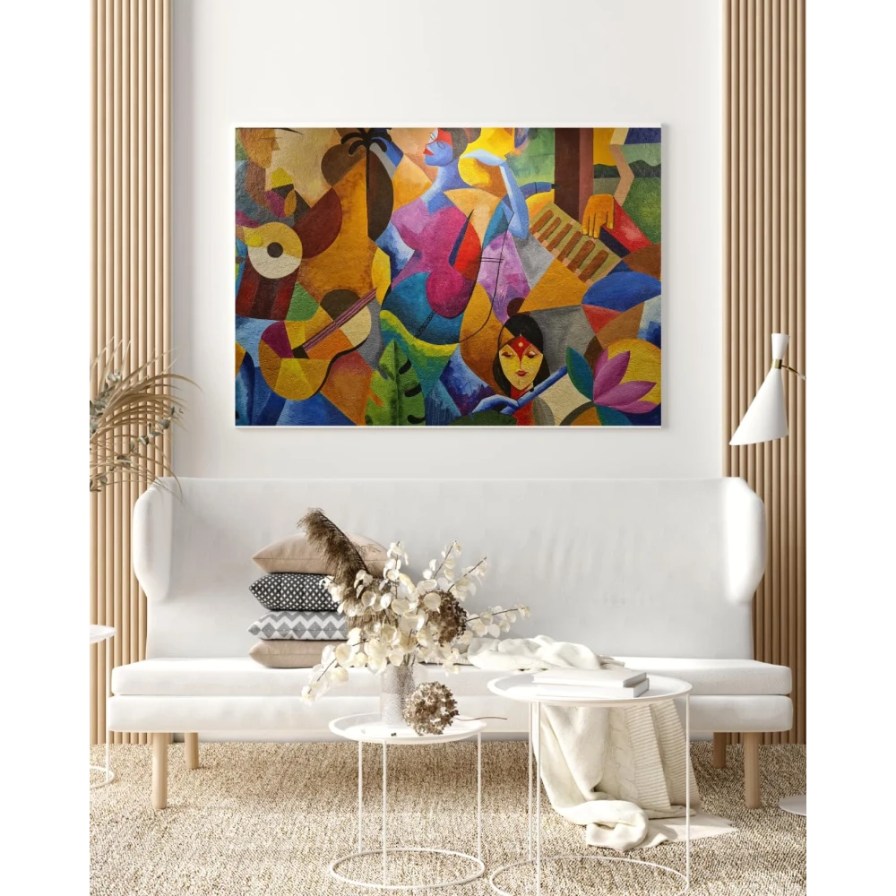 FURNISHUB DECOR Art & Culture Canvas - Indian Famous ArtWork Living Room Abstract Canvas Wall art Theatre, home, Canvas Painting Office Café Home Wall Decor Framed Gift