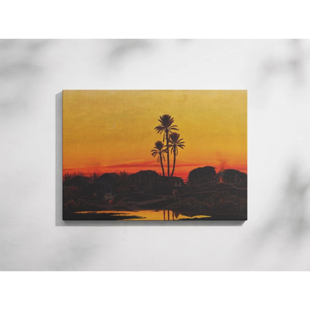 FURNISHUB The Palms in the Dusk, Sunset | Tropical Art Print | Serene Wall Decor Capturing Evening Tranquility