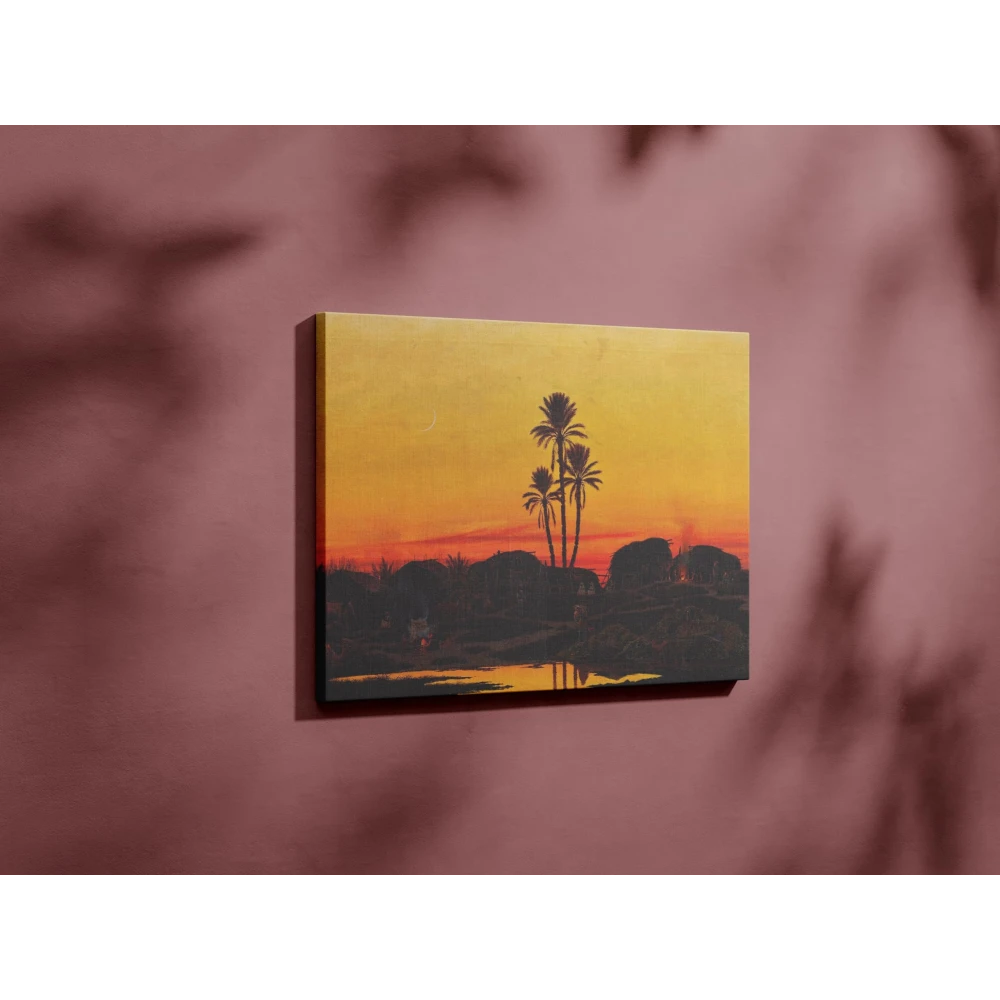 FURNISHUB The Palms in the Dusk, Sunset | Tropical Art Print | Serene Wall Decor Capturing Evening Tranquility