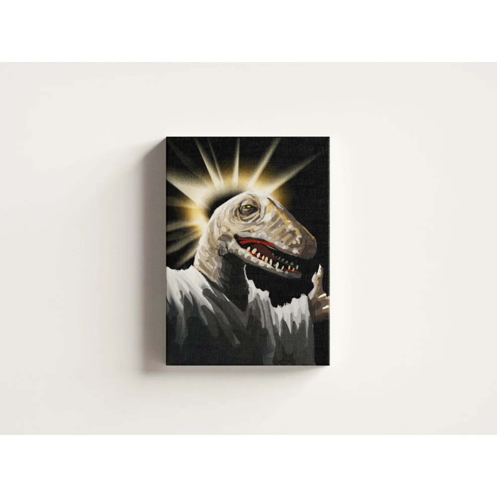 FURNISHUB Holy Dinosaur - Dino Jesus Abstract Art for Living Room Decor | Wall Decor Painting for Living Room and Bedroom | Home Decor Articles | Ideal Gifts