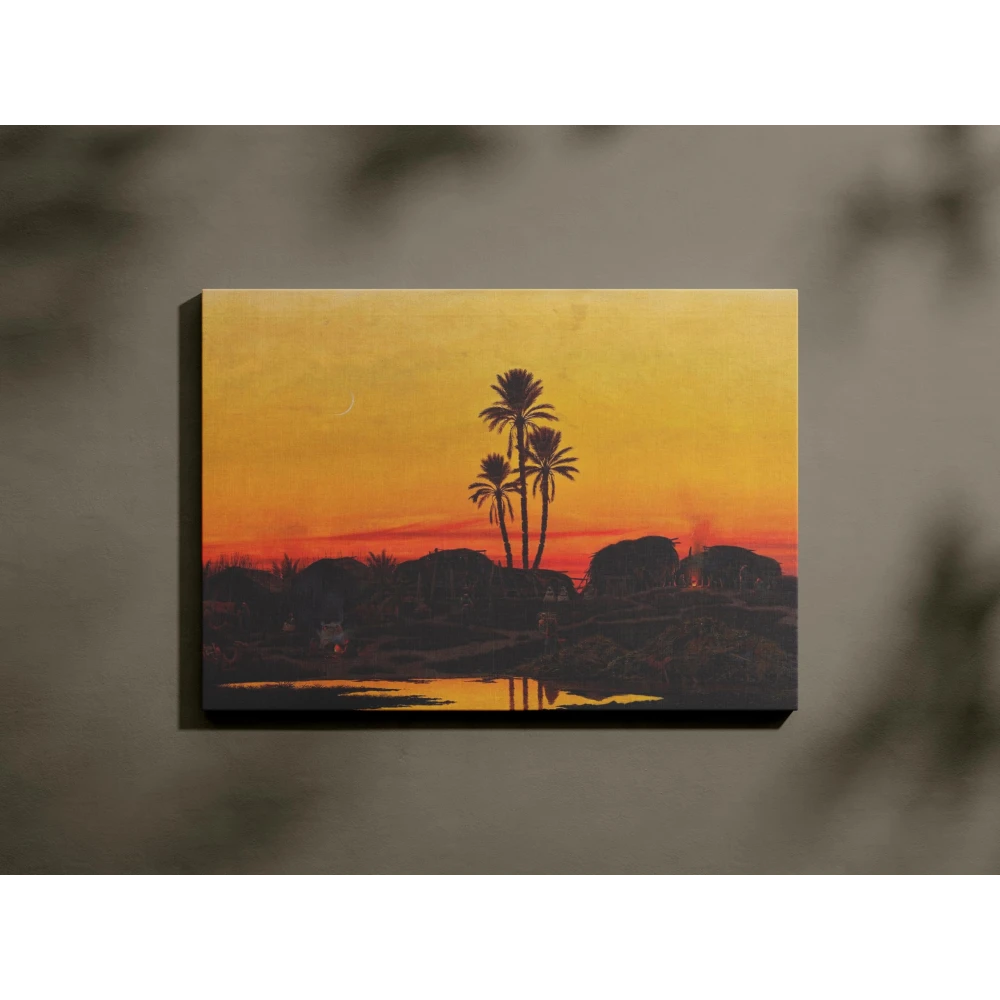 FURNISHUB The Palms in the Dusk, Sunset | Tropical Art Print | Serene Wall Decor Capturing Evening Tranquility