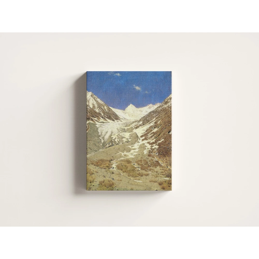 FURNISHUB The glacier on the way from Kashmir to Ladakh (1875) | Famous Artwork wall painting | Himalayan Premium Canvas Painting | Wrapped Canvas wall art décor