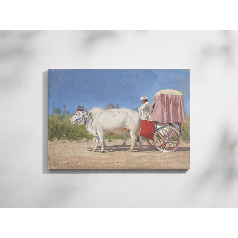 FURNISHUB Carriage to Delhi (1875) by Vasily Vereshchagin | Vintage Canvas Print | Historical Wall Art capturing 19th-century travel in India.