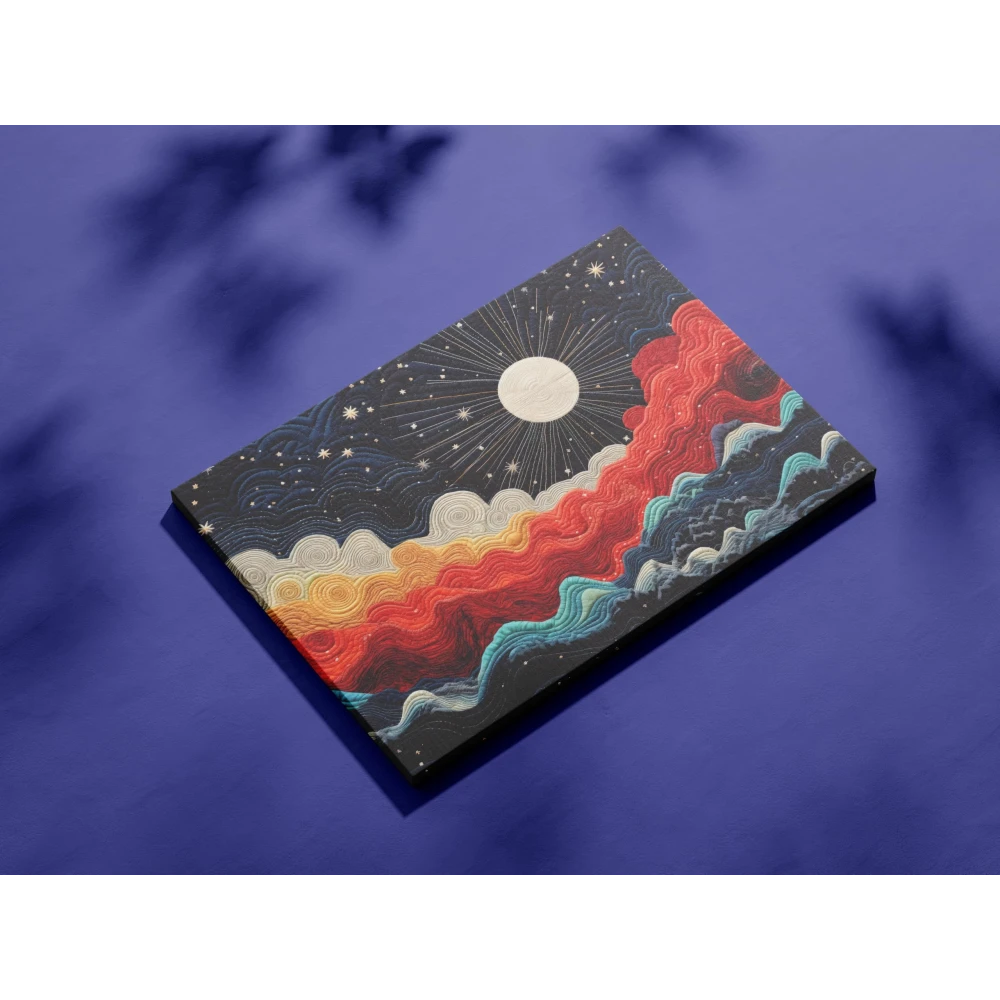 FURNISHUB The Moon in the Glittery Sky (Pattern Art) | Bright and Cheerful Wall Decor to Illuminate Your Surroundings | Canvas Painting to Light up your House
