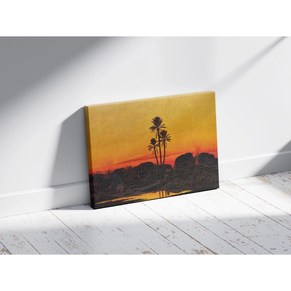 FURNISHUB The Palms in the Dusk, Sunset | Tropical Art Print | Serene Wall Decor Capturing Evening Tranquility