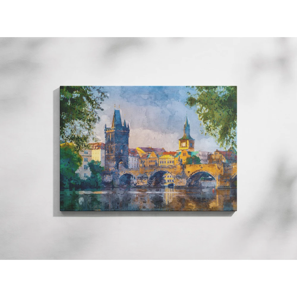 FURNISHUB Charles Bridge 1695 | Historical Art Print | Vintage Wall Decor capturing the charm and history of the iconic bridge from centuries past.