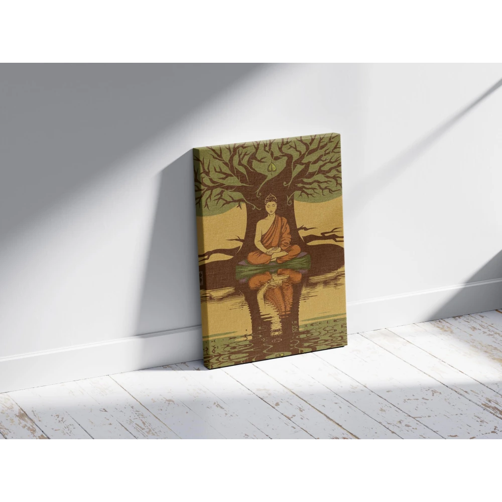 FURNISHUB Sacred Meditating Buddha | Spiritual Calm on Canvas | Religious art print | God Wall Decor Painting | Canvas Wall Art Painting