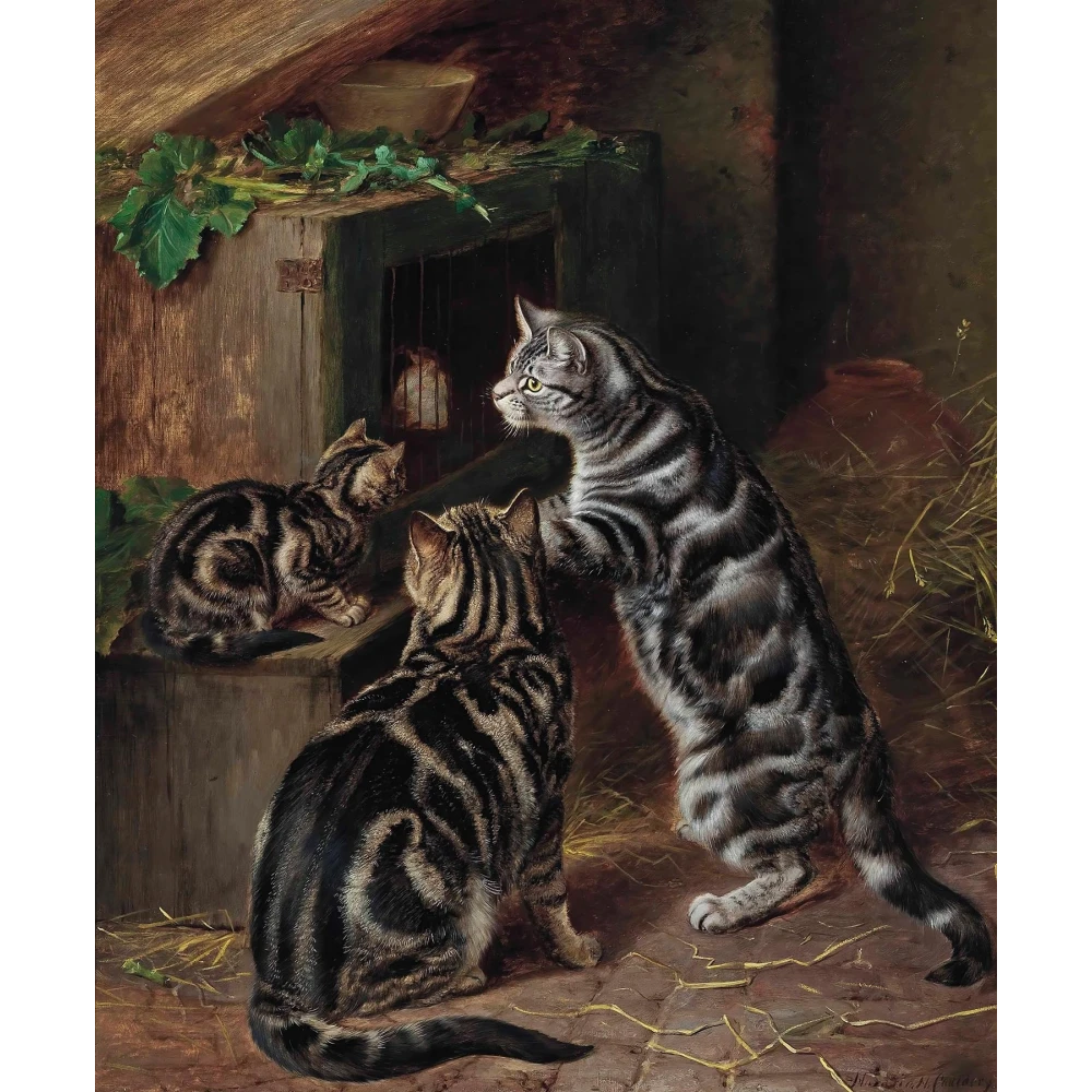 FURNISHUB Visiting Time by Horatio Henry Couldery | Famous Artwork Wall Painting | Pet accessories | Premium Canvas Painting | Wrapped Canvas