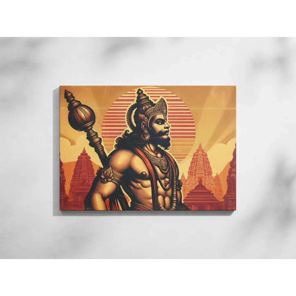 FURNISHUB God Hanuman Painting | Spiritual Artwork for Home Decor and Devotional Spaces | Ideal for Hindu devotees
