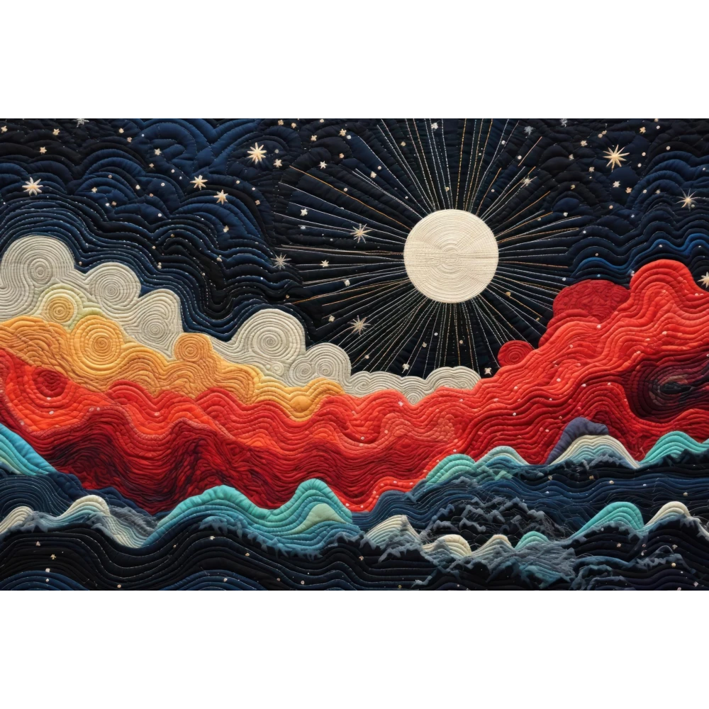FURNISHUB The Moon in the Glittery Sky (Pattern Art) | Bright and Cheerful Wall Decor to Illuminate Your Surroundings | Canvas Painting to Light up your House