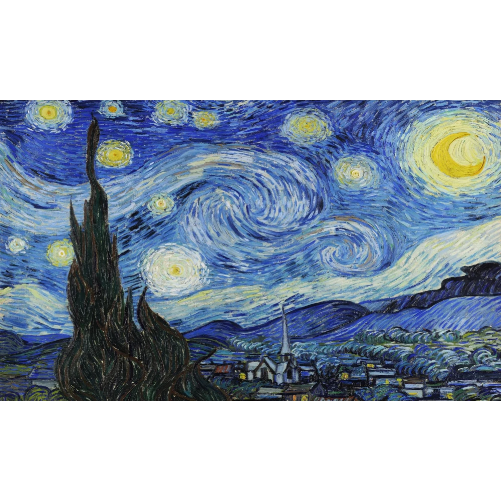FURNISHUB DECOR The Starry Night By Vincent van Gogh Canvas - Famous Artwork Living Room Canvas Wall art home, Canvas Painting Office Café Home Wall Decor Framed Gift