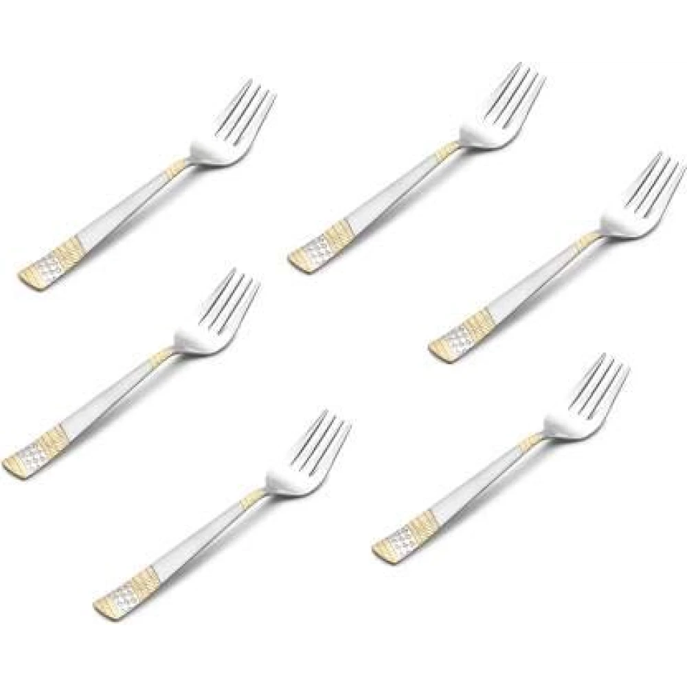 Palomino Stainless Steel Dessert Fork Set (Pack of 6) Imperial Gold Dsrt Fork