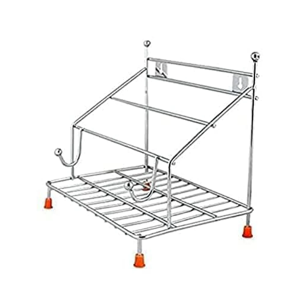 Homify 4-in-1 Stainless Steel Chakla Belan Tawa Chimta Stand for Kitchen - Wall Mount Rack for Rolling Pin, Board, Tong Holder & Organizer