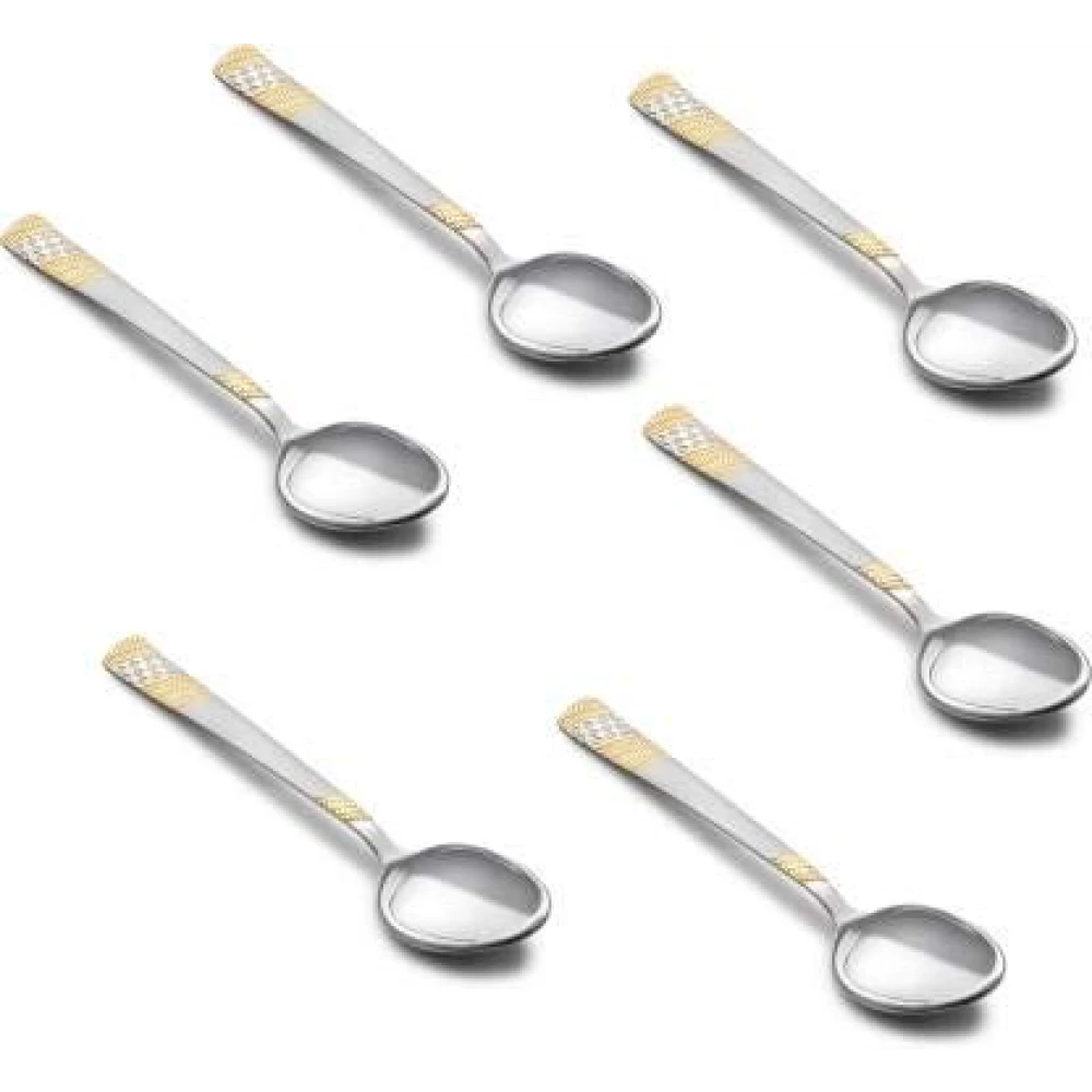 Palomino 6 Pcs Master Spoon Set with Imperial Gold Design Stainless Steel Dessert Spoon Set (Pack of 6) Imperial Gold Mstr Spoon