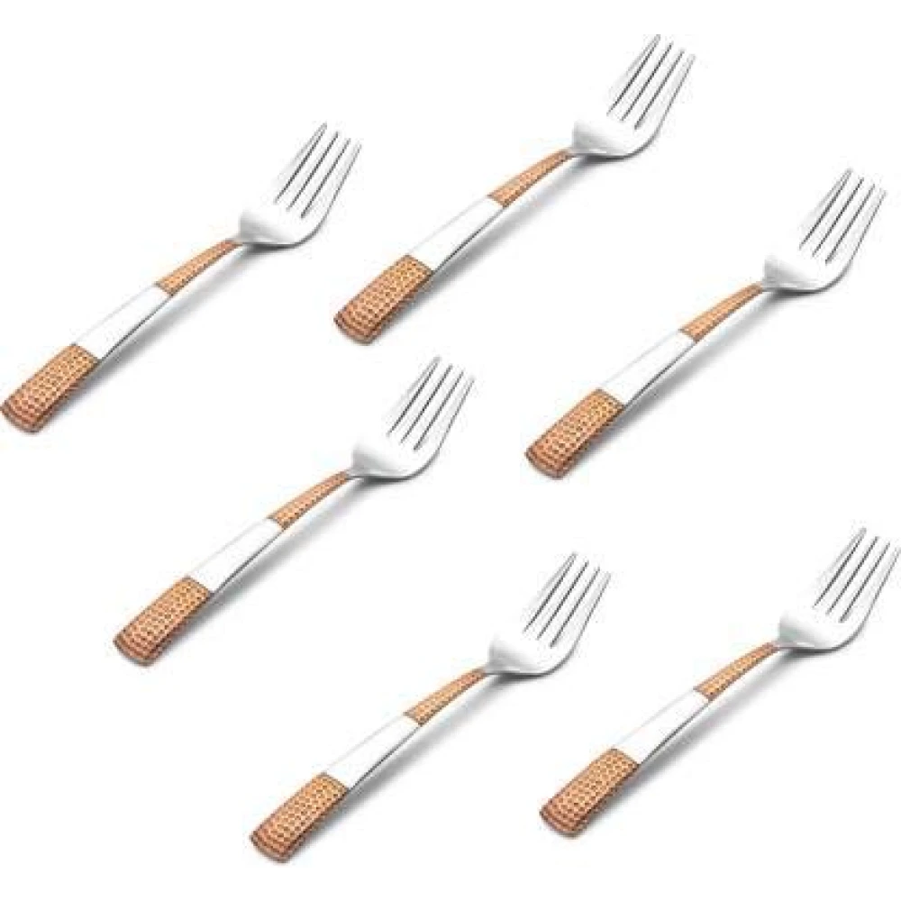 Palomino Stainless Steel Dessert Fork Set (Pack of 6) Platinum Rose Gold Dsrt Fork