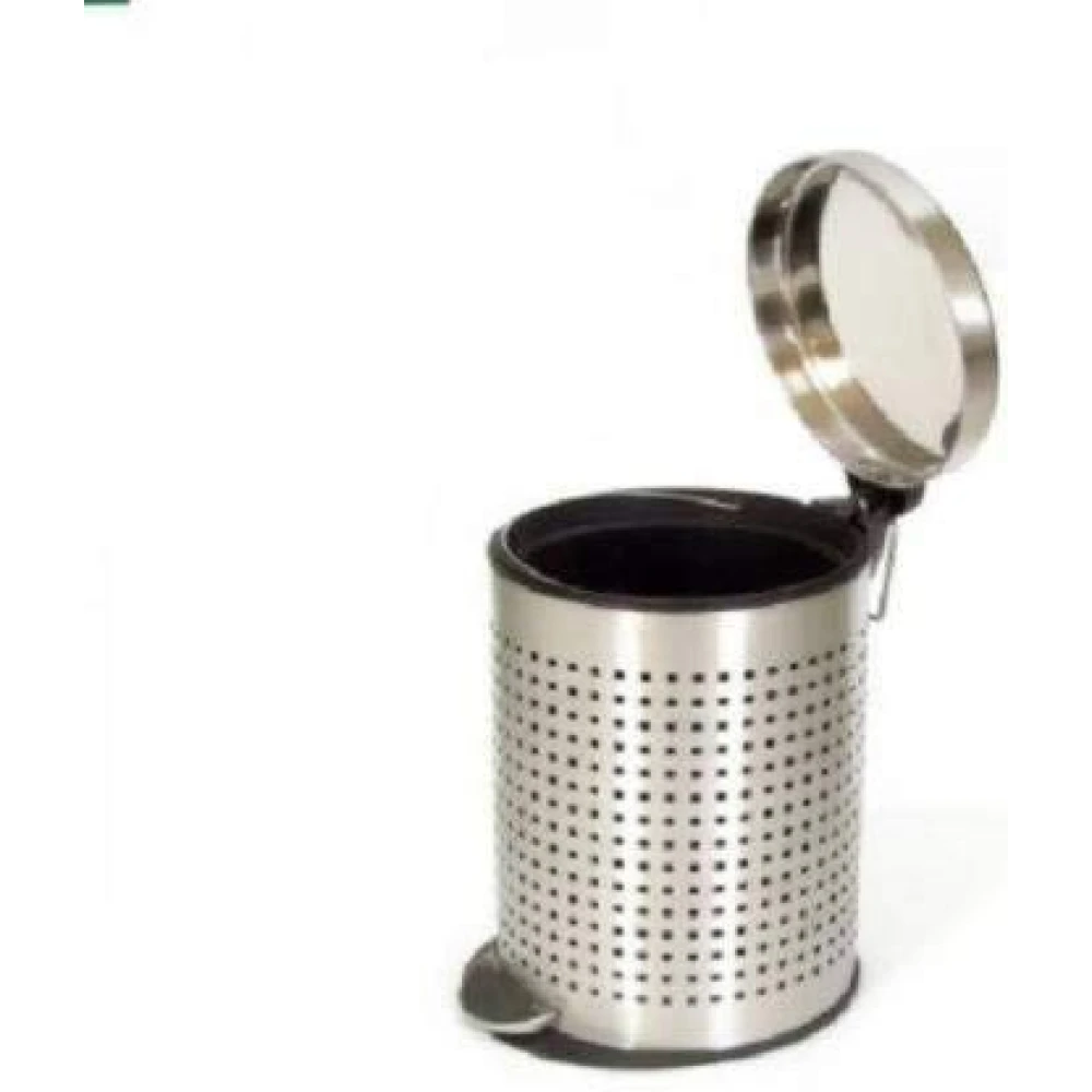 PALOMINO Stainless Steel Perforated Pedal Dustbin with Plastic Bucket/Waste bin/Trash Bin/Garbage bin for Home & Office (7 Litre - 8 Dia X 13 Height inch)