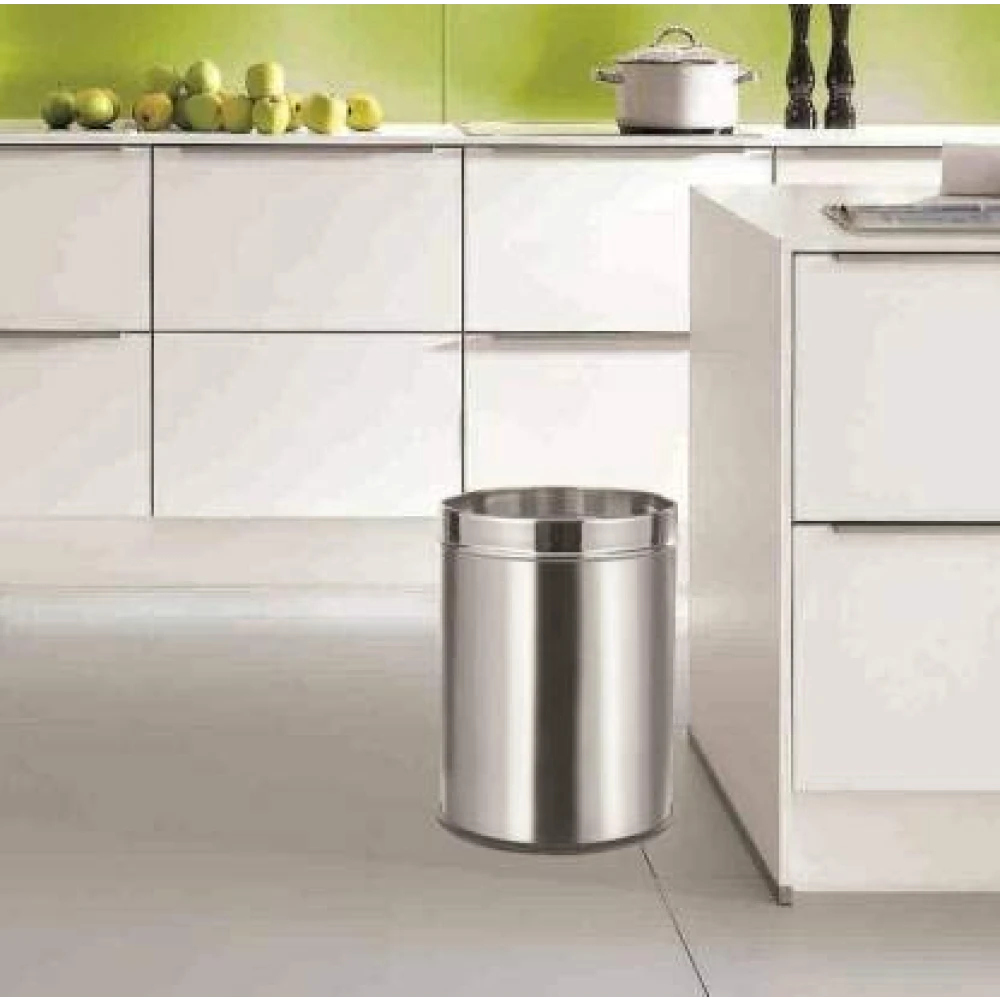 PALOMINO Stainless Steel Plain Dustbin/Waste bin/Trash Bin/Garbage Steel Dustbin (Silver)