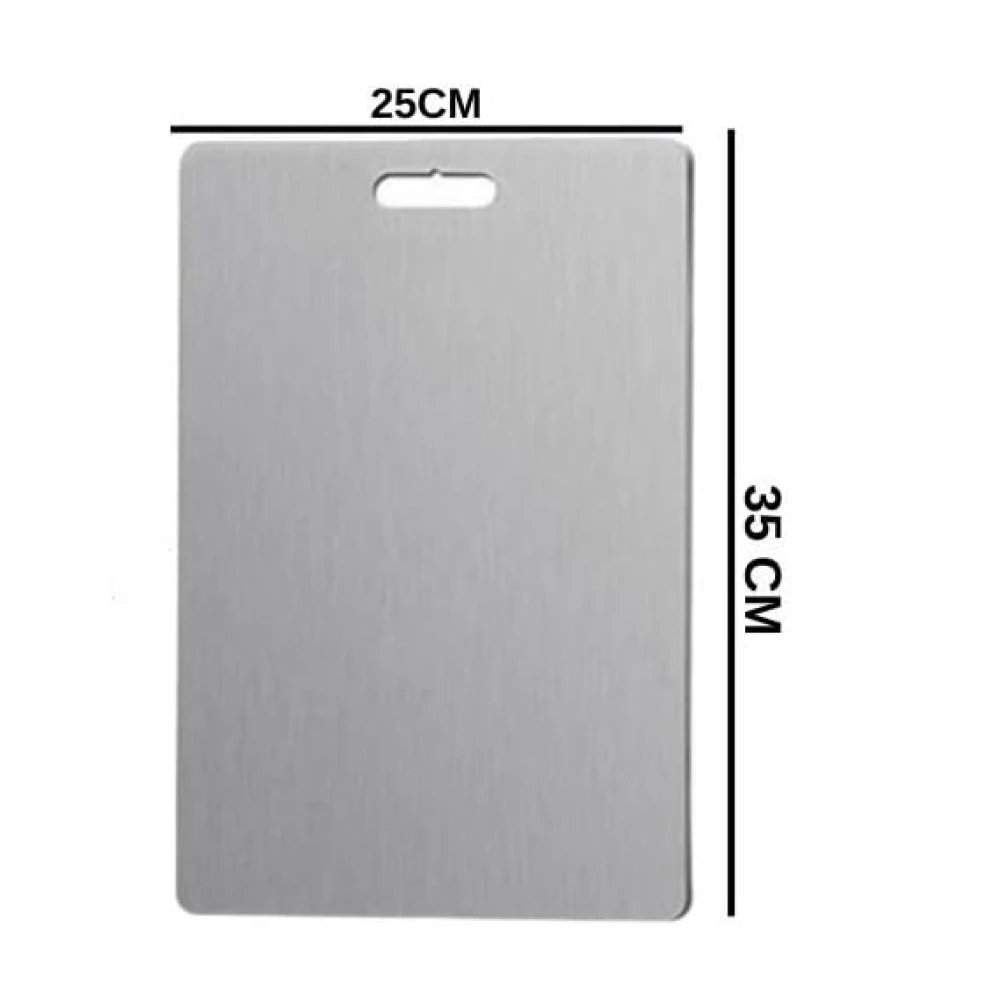Palomino Stainless Steel Chopping Board & Rolling Pin | Non-Slip, Round Edge, Rust-Proof | Ideal for Fruits, Meat & Veggies (35CMx30CM)