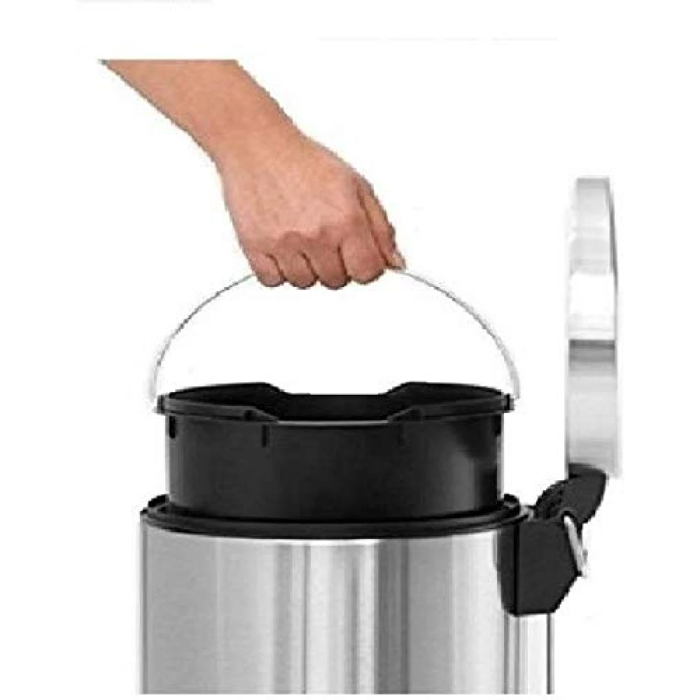 Palomino Stainless Steel Plain Pedal Dustbin/Plain Pedal Garbage Bin with Plastic Bucket- 5Liter