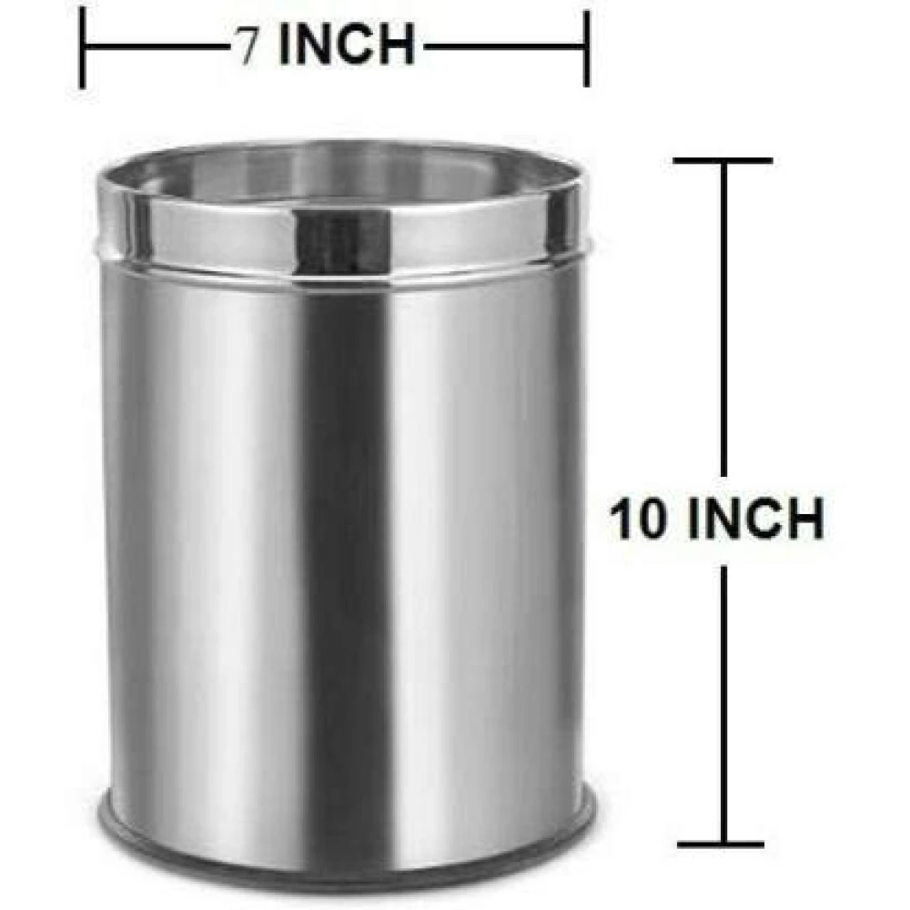 PALOMINO Stainless Steel Plain Dustbin/Waste bin/Trash Bin/Garbage Steel Dustbin (Silver)