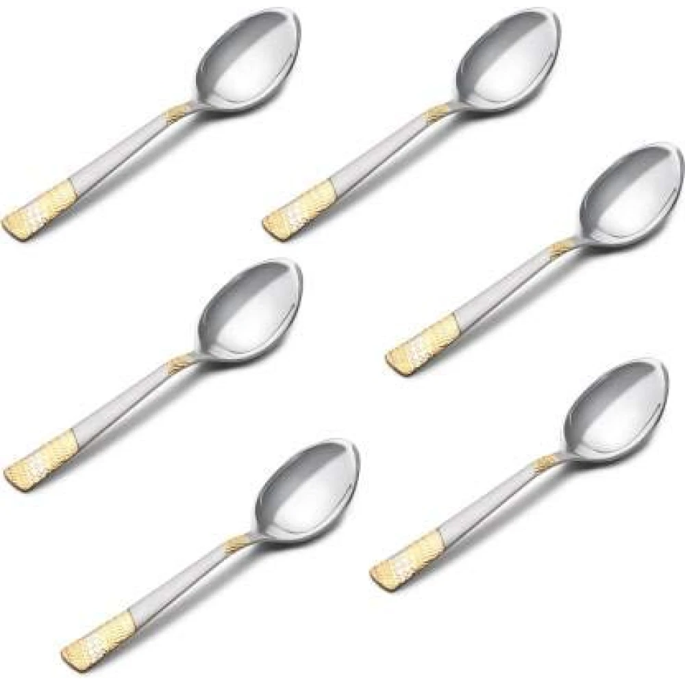 Palomino 6 Pcs Desert Spoon Set with Imperial Gold Design Stainless Steel Dessert Spoon Set (Pack of 6) Imperial Gold Dsrt Spoon