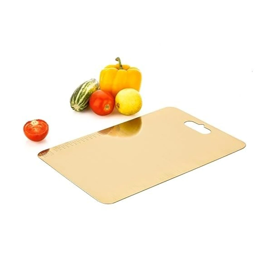 Palomino Stainless Steel Chopping Board for Kitchen | Heavy-Duty Cutting Board for Vegetables, Fruits, Meats | Vegetable Chopper Boards | Premium Metal Chopping Board (31x21cm) -Gold