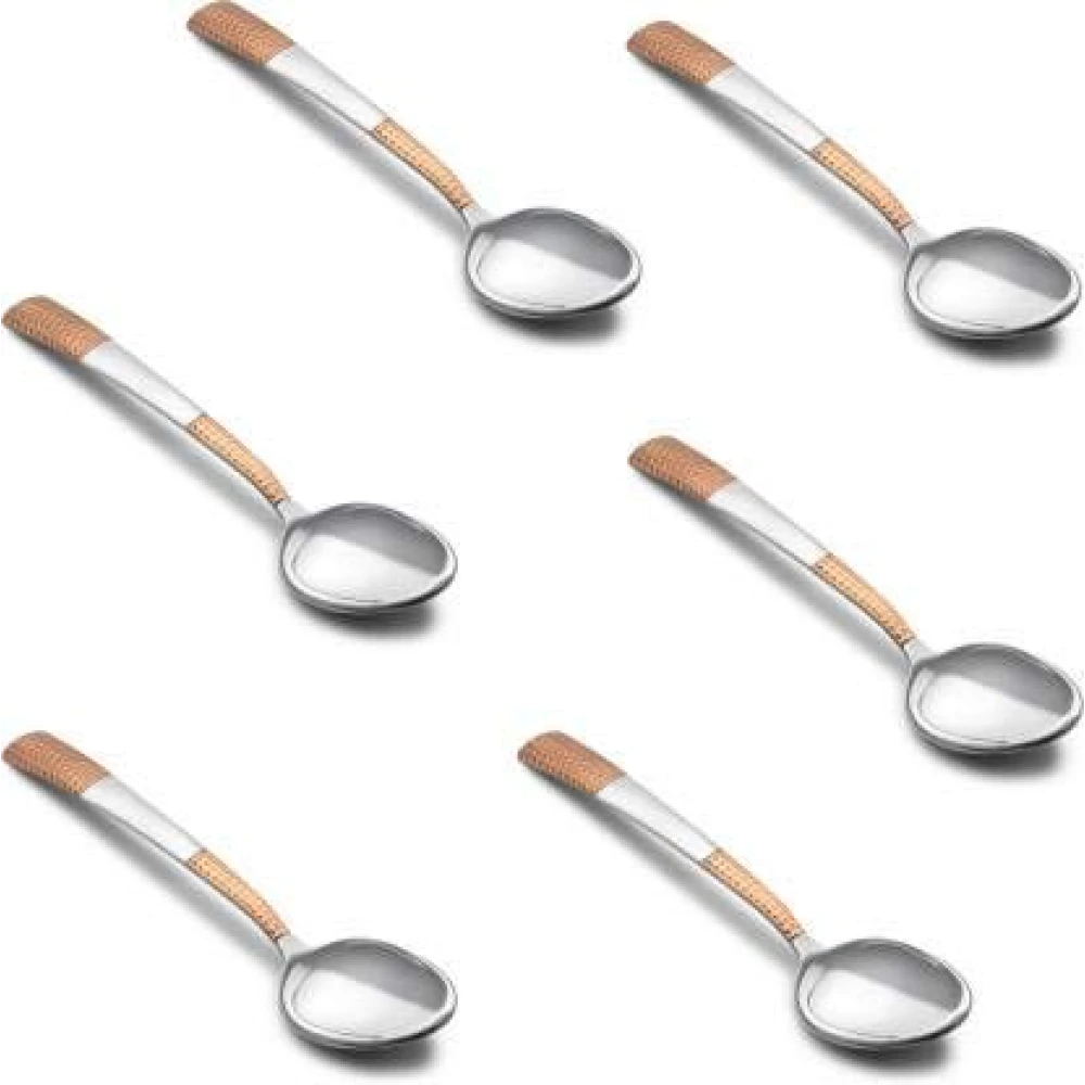 Palomino 6 Pcs Desert Spoon Set with Platinum Rose Gold Design Stainless Steel Dessert Spoon Set (Pack of 6) Platinum Rose Gold Dsrt Spoon