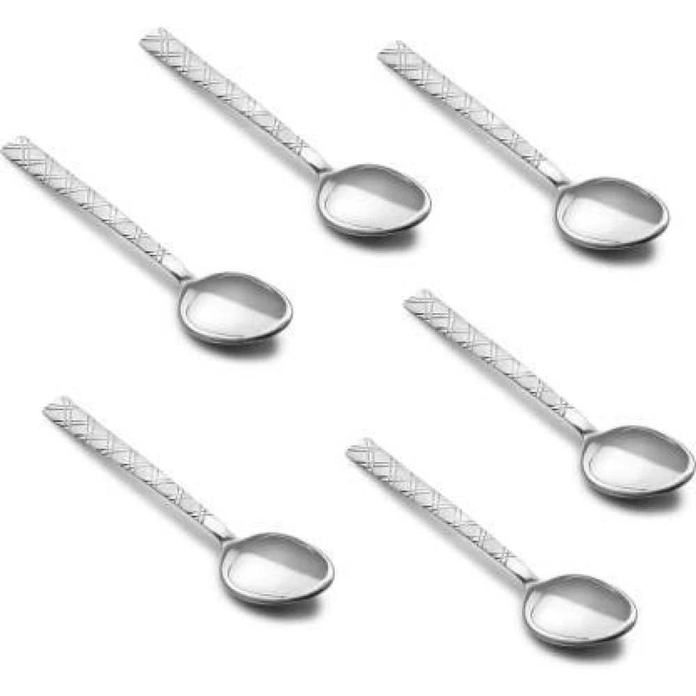 Palomino 6 Pcs Tea Spoon Set with Cross Silver Design Stainless Steel Dessert Spoon Set (Pack of 6) Set Cross Tea Spoon