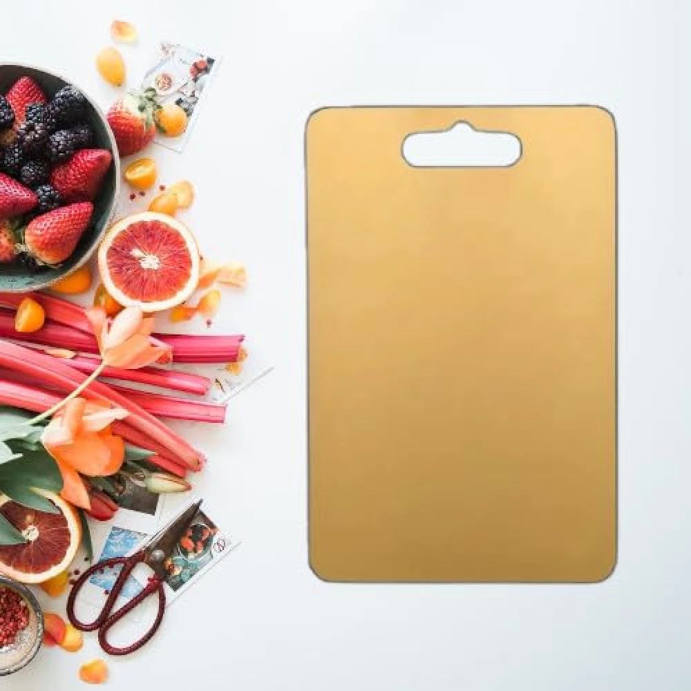 Palomino Stainless Steel Chopping Board for Kitchen | Heavy-Duty Cutting Board for Vegetables, Fruits, Meats | Vegitable Chopper Boards | Premium Metal Chopping Board | Size-Medium (31.8x21cm)-Gold
