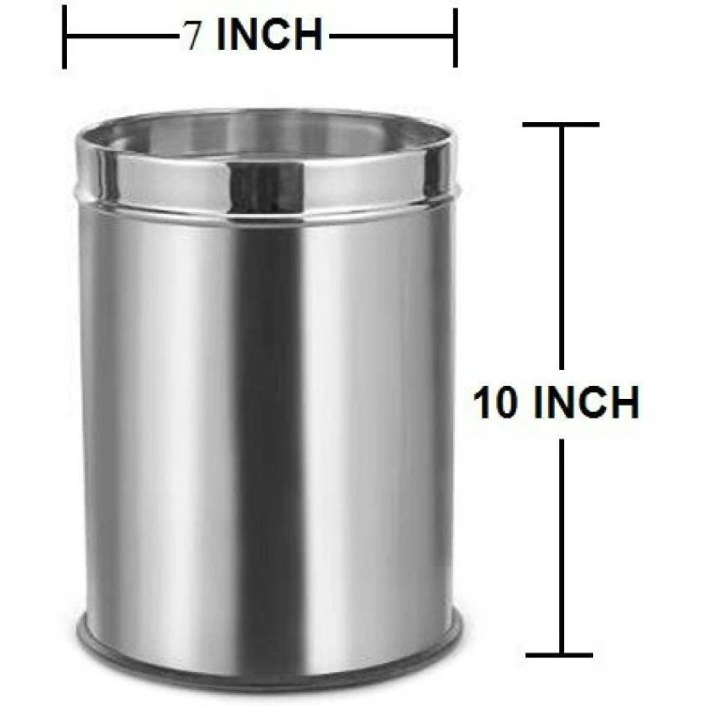 Palomino Dustbin Stainless Steel Plain Dustbin 7L Waste Bin Trash Bin Garbage Steel Dustbin (Silver)