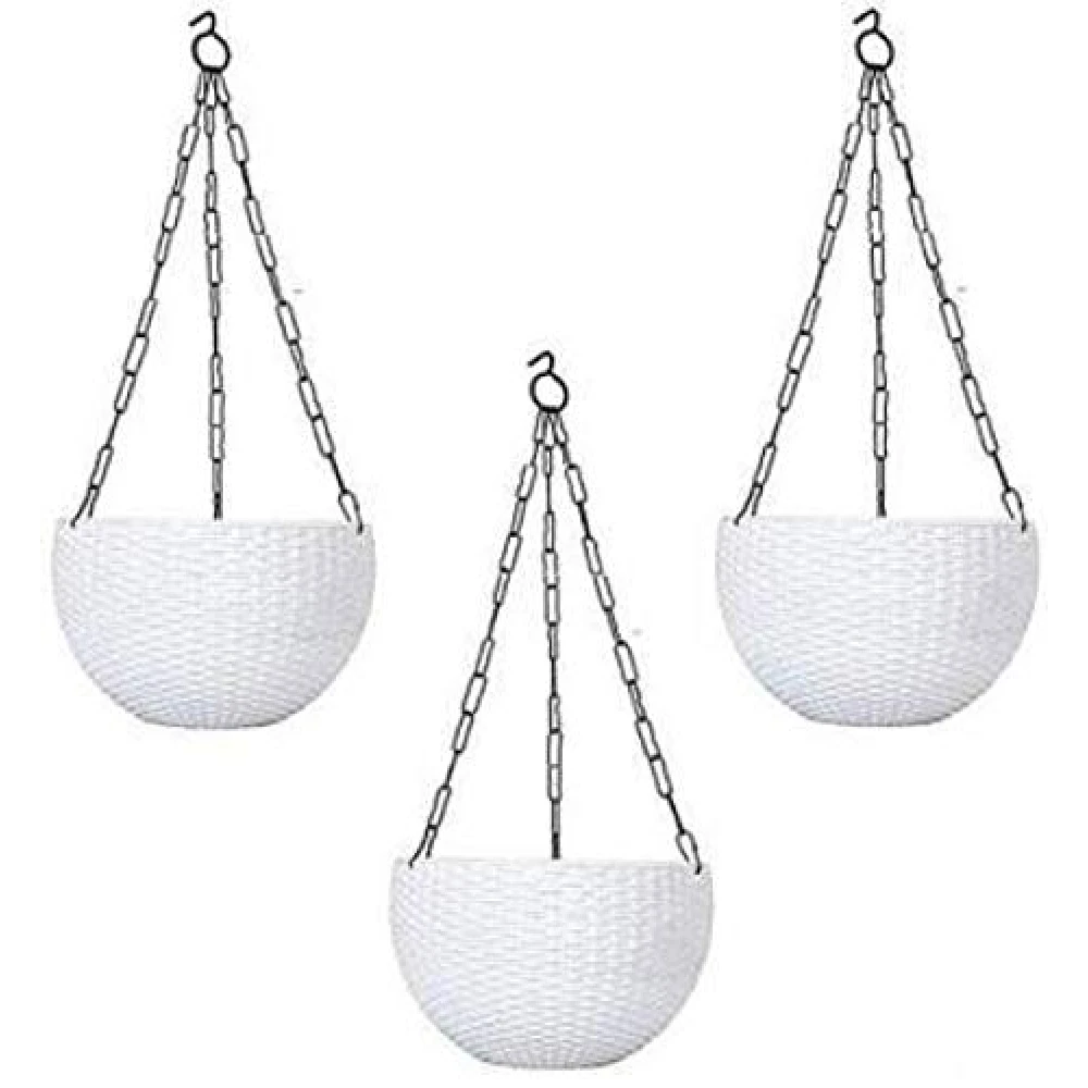 Palomino Plastic Container Set Euro Basket Hanging Pot Railing Pot Hook Pot (Pack of 3 pcs Euro Basket) Plant Container Set (Pack of 3, Plastic)