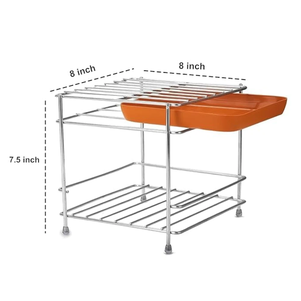 Homify Steel Stand Heavy Duty Matka Stand with Bottom Tray | Rust-Resistant, Durable & Space-Saving Design Pot Stand with Square Surface Stand