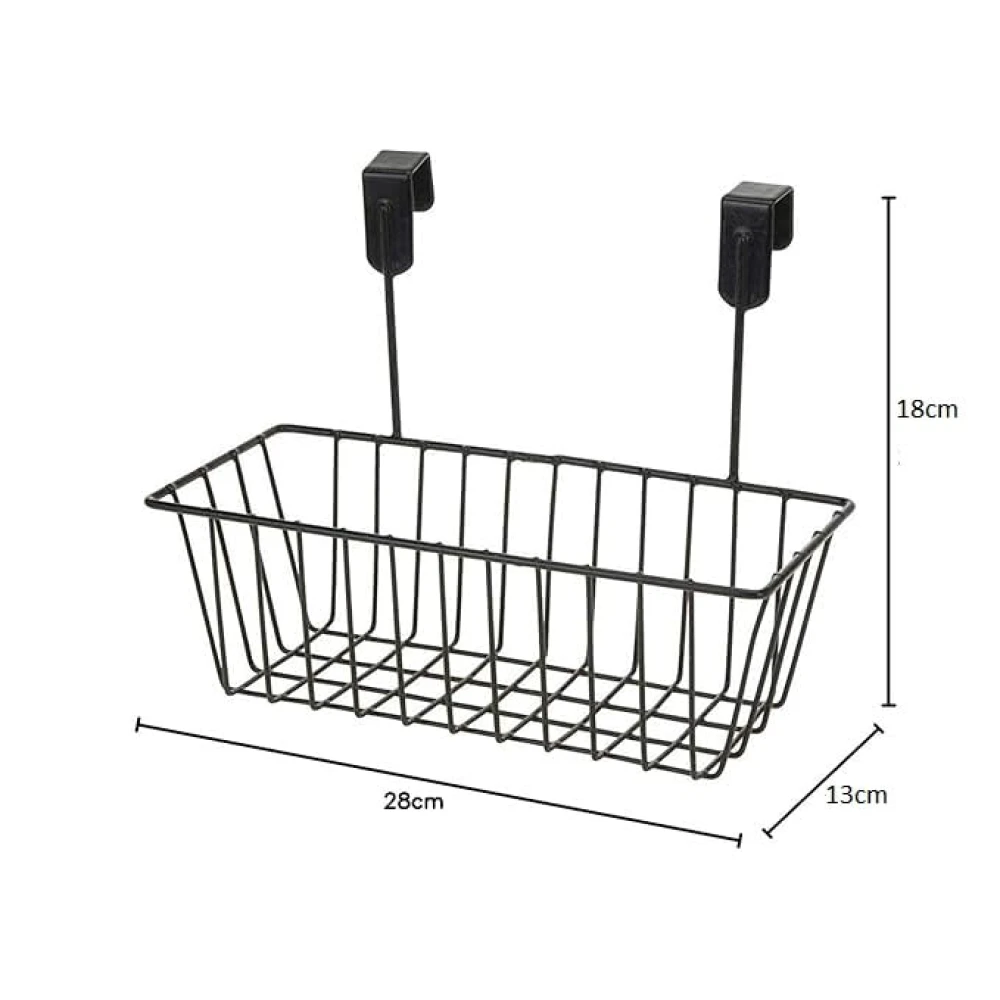Homify Versatile Metal Cabinet Rack – Hanging Basket Organizer for Door, Shelf, or Kitchen Storage (Black, Shelves)