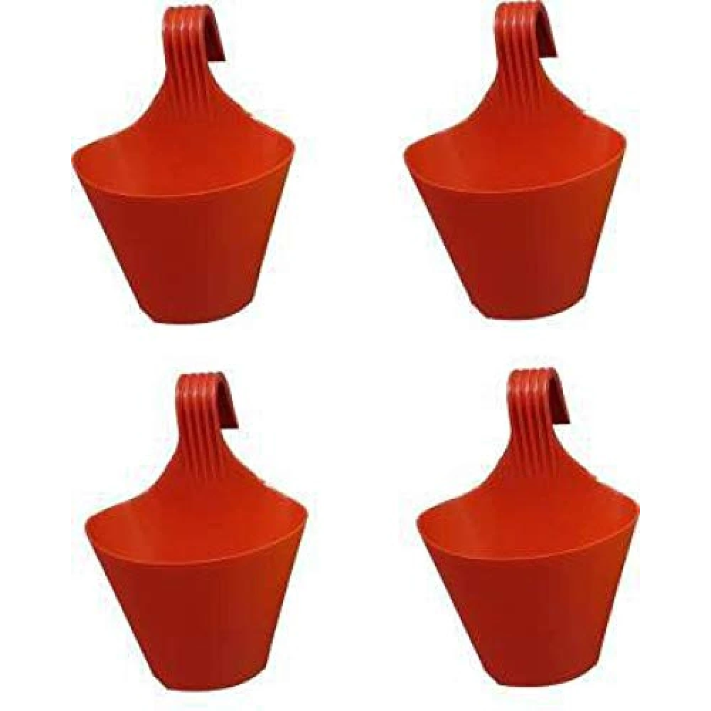 Homify Railing Hook Pot Railing Planter Plant Container Set (Pack of 4, Plastic) Plant Container Set (Pack of 4, Plastic)