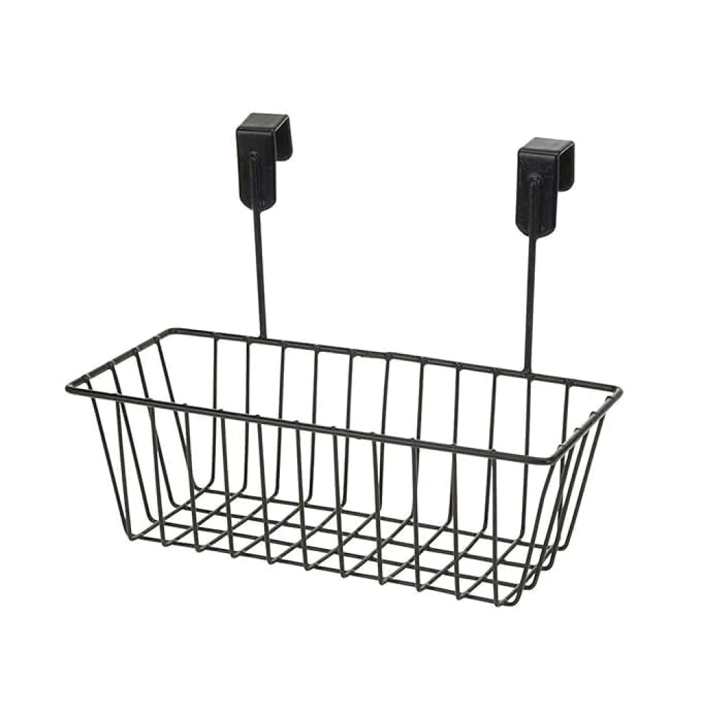 Homify Versatile Metal Cabinet Rack – Hanging Basket Organizer for Door, Shelf, or Kitchen Storage (Black, Shelves)