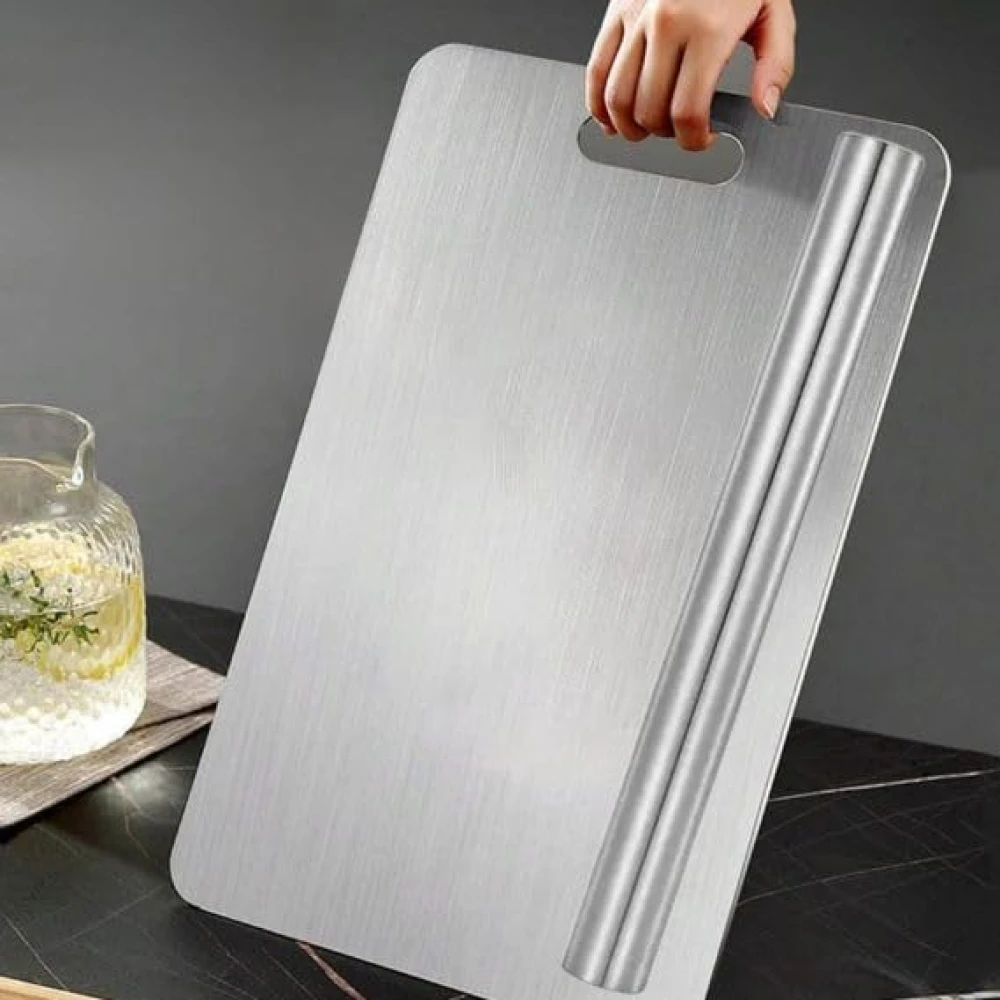 Palomino Stainless Steel Chopping Board & Rolling Pin | Non-Slip, Round Edge, Rust-Proof | Ideal for Fruits, Meat & Veggies (45CMx31CM)
