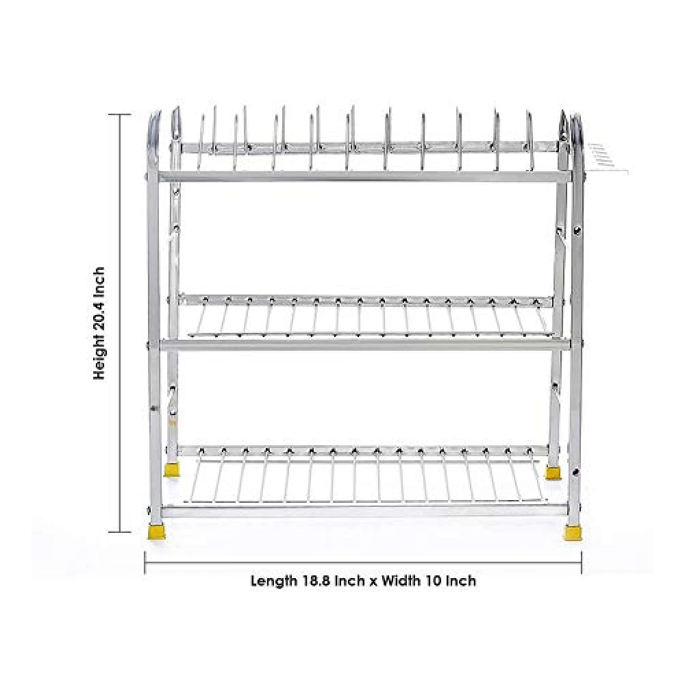Palomino 3 Layer 18 Inch Kitchen Dish Rack Plate Cutlery Stand/Kitchen Utensils Rack/Modern Kitchen Storage Rack/18 * 18