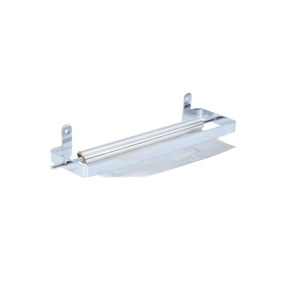 Palomino Wall Mounted Stainless Steel Silver Foil Paper Stand with Cutter for Kitchen (Single)